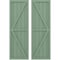Ekena Millwork Americraft 5-Board Wood 2 Equal Panel Frmd Board-n-Batten Shutters w/Dbl Z-Bar, ARW102BF518X77TGH, PR ARW102BF518X77TGH - alternate 1